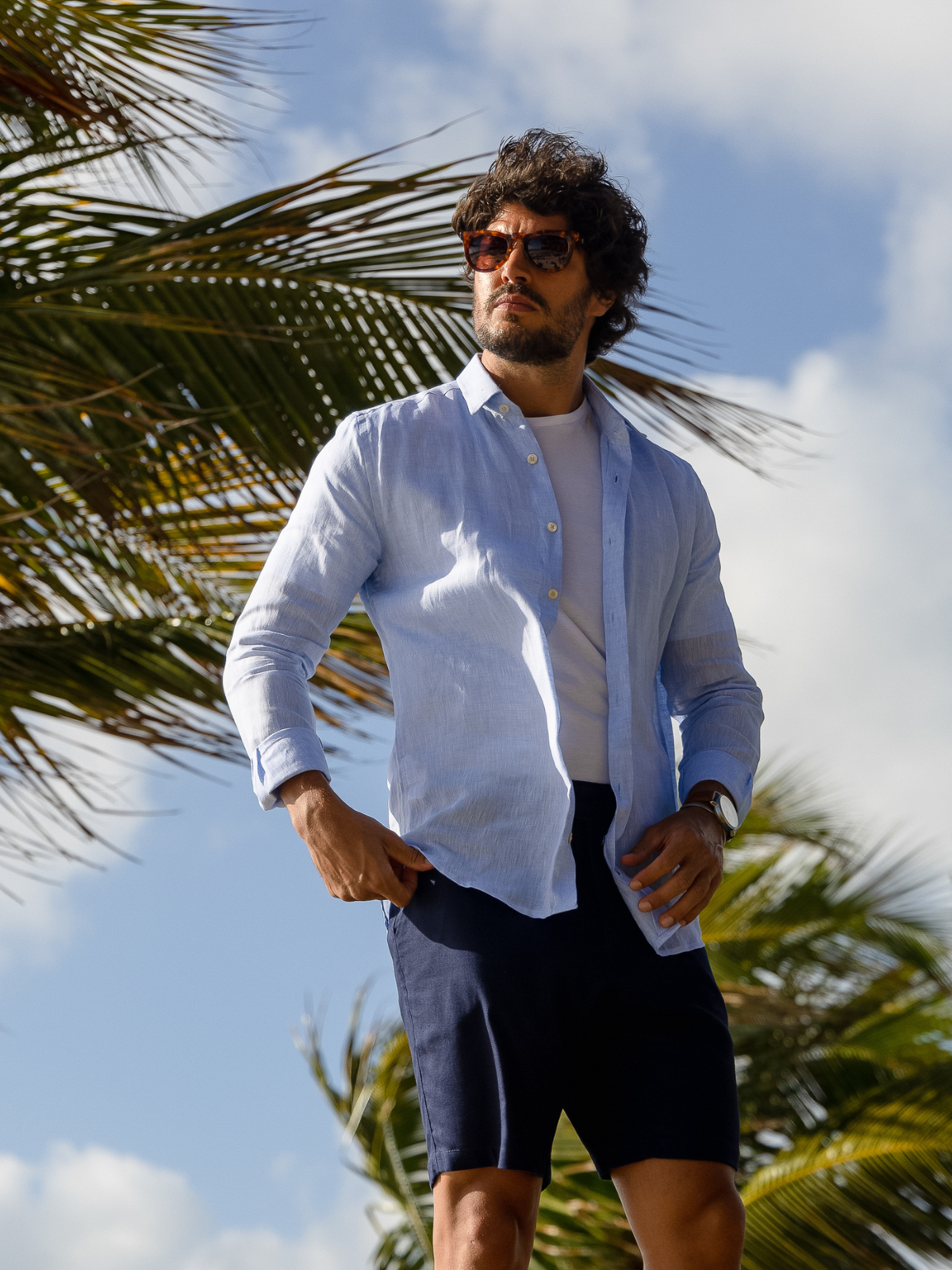 Camisa Puro Linho Azul